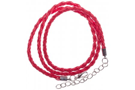 Шнурок плетеный ZLATKA с замком, красный, 3мм, 45см