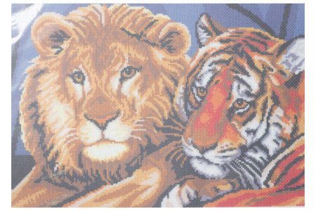 Канва с рисунком для вышивания крестом ИСКУСНИЦА Тигр и Лев, 30*44см
