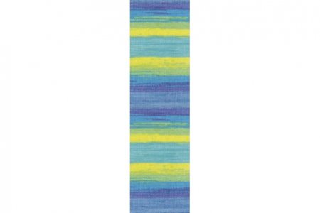 Пряжа Alize Miss Batik желтый-голубой-синий (4146), 100% мерсеризованный хлопок, 280м, 50г