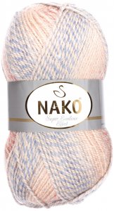 Пряжа Nako Super Exсellence effect светло-розовый-беж-голубой-терракот (70449), 51%акрил/49%шерсть, 228м, 100г
