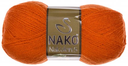 Пряжа Nako Nakolen 5-Fine оранжевый (6963), 49%шерсть/51%акрил, 490м, 100г