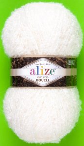 Пряжа Alize Naturale boucle молочный (62), 49%шерсть/24%хлопок/24%акрил/3%полиэстер, 200м, 100г