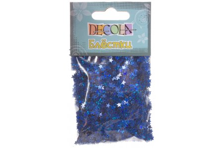 Блестки декоративные DECOLA Звезды, синий, радужный, 4мм, 20г