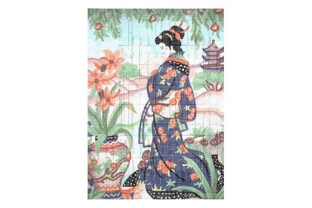 Канва с рисунком Collection D*Art Девушка в кимоно, 22*30см
