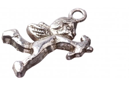 Подвеска металлическая Ангелочек, античное серебро, 15*25мм