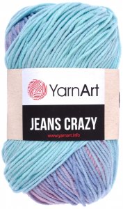 Пряжа YarnArt Jeans CRAZY бирюзовый-голубой-пыльная роза батик (8203), 55%хлопок/45%акрил, 160м, 50г