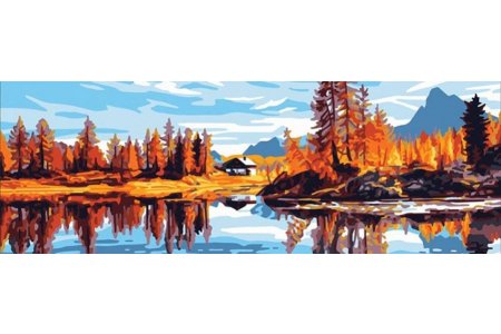Канва с рисунком COLLECTION D*ART Осень в горах, 70*25см