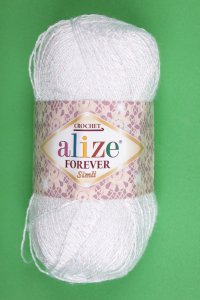 Пряжа Alize Forever Sim белый (55), 96%микрофибра акрил/4%металлик, 280м, 50г