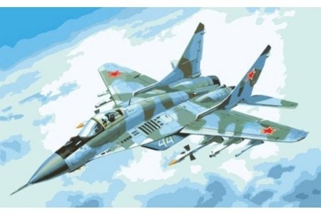 РАСПРОДАЖА Картина по номерам без красок БЕЛОСНЕЖКА на цветном холсте Истребитель МиГ-29 719-AS-C, 30*40см