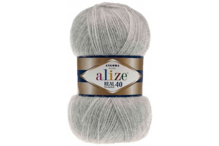 Пряжа Alize Angora Real 40 серый меланж (614), 60%акрил/40%шерсть, 430м, 100г