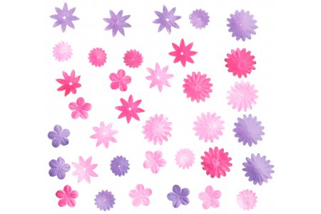 Набор бумажных цветов ассорти RAYHER, розовый, 1,5-2,5см, 36шт
