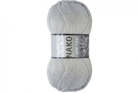 Пряжа Nako Lame Fine светло-серый (130), 96%акрил/4%метанит, 440м, 100г