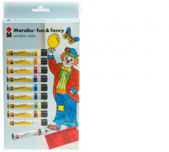 Набор съемных витражных красок Marabu Fun Fancy, Клоун, 10цв*25мл 