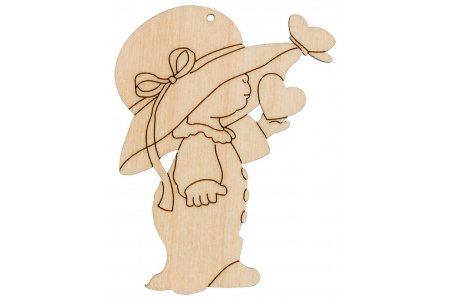 Заготовка для декорирования деревянная MR. CARVING  Подвеска Малышка в шляпе, 9*7см