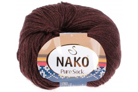 Пряжа Nako Pure wool sock кофе (282), 70%шерсть/30%полиамид, 200м, 50г