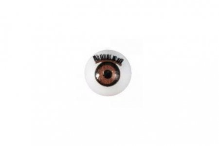 Глаза для кукол пластиковые круглые с ресничками, коричневые, 16мм, 1пара