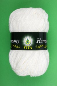 Пряжа Vita Harmony белый (6301), 55%акрил/45%шерсть, 110м, 100г