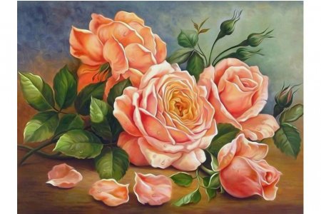 Мозаичная картина стразами АЛМАЗНАЯ ЖИВОПИСЬ Ароматные розы