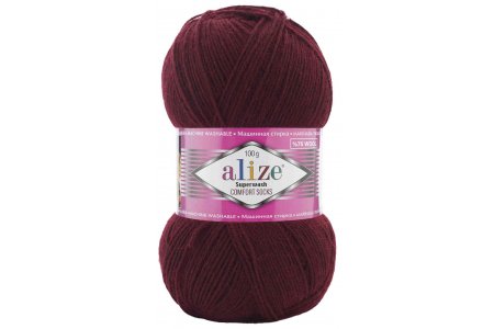 Пряжа Alize Superwash comfort socks бордовый (578), 75%шерсть/25%полиамид, 420м, 100г