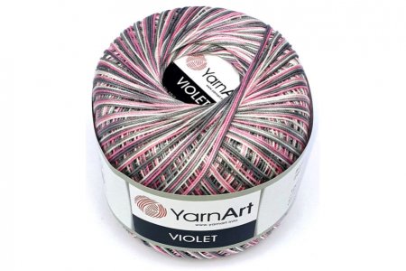 Пряжа YarnArt Violet Melange белый-розовый-серый (504), 100%мерсеризованный хлопок, 282м, 50г
