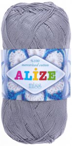 РАСПРОДАЖА Пряжа Alize Miss серый (496), 100% мерсеризованный хлопок, 280м, 50г