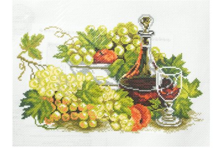 Канва с рисунком для вышивки крестом МАТРЕНИН ПОСАД Натюрморт с виноградом, 18*27см