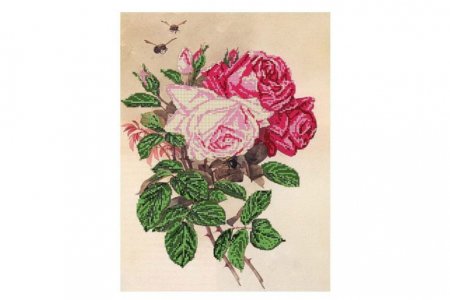 Канва с рисунком для вышивки бисером GLURIYA Розы и пчелы, 40*30см