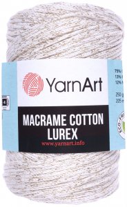 Пряжа YarnArt Macrame cotton lurex суровый-золото (724), 75%хлопок/13%полиэстер/12%металлик, 205м, 250г