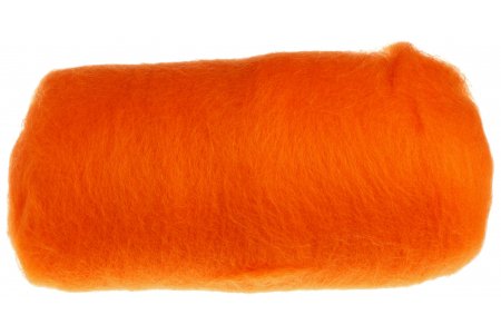 Шерсть для валяния кардочесанная КАМТЕКС полутонкая оранжевый (035), 100г