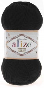 Пряжа Alize Cotton gold hobby черный (60), 45%акрил /55%хлопок, 165м, 50г