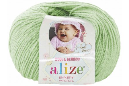 Пряжа Alize Baby Wool зелёная мята (188), 40%шерсть/20%бамбук/40%акрил, 175м, 50г