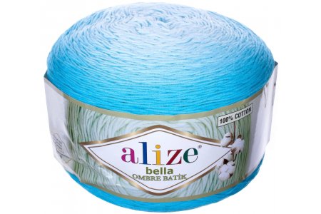 Пряжа Alize Bella ombre Batik бирюзовый (7409), 100%хлопок, 900м, 250г