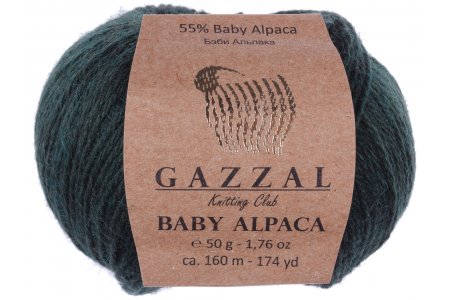 Пряжа Gazzal Baby Alpaca темно-зеленый (46011), 55%беби альпака/45%шерсть мериноса супервош, 160м, 50г