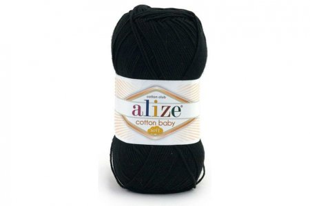 Пряжа Alize Cotton baby soft черный (60), 50%хлопок/50%акрил, 270м, 100г