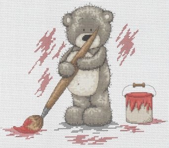 Набор для вышивания крестом Luca-s Медвежонок Бруно рисует, 22*19см