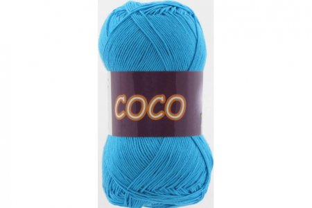 Пряжа Vita cotton Coco голубая бирюза (3878), 100%мерсеризованный хлопок, 240м, 50г