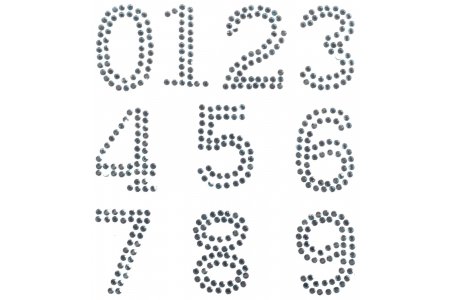 Стразы самоклеющиеся GLOREX, Цифры (0-9), 25мм, голубой