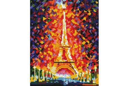 Мозаичная картина стразами БЕЛОСНЕЖКА Париж-огни Эйфелевой башни, 20*25см