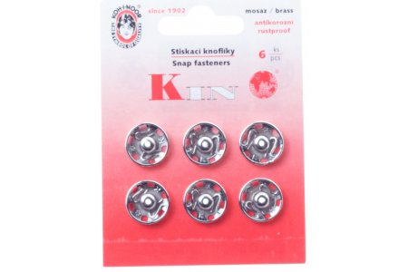 Кнопки пришивные металлические KOH-I-NOOR, никель, 15мм, 6шт