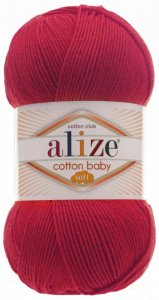 Пряжа Alize Cotton baby soft красный (56), 50%хлопок/50%акрил, 270м, 100г