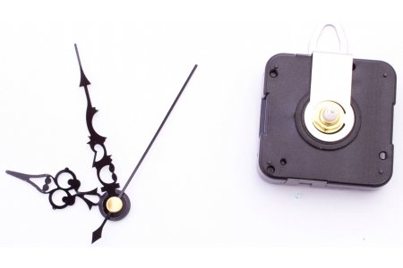 Часовой механизм кварцевый 14,5 мм со стрелками (часовая, минутная, секундная), металл, черный, 76мм и 51мм и секундной стрелкой, металл, черный, 73мм 