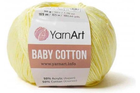 Пряжа YarnArt Baby cotton светло-желтый (431), 50%хлопок/50%акрил, 165м, 50г
