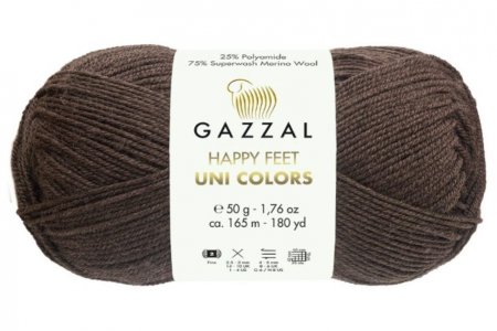 Пряжа Gazzal Happy feet Uni Colors кофе (3558), 75%мериносовая шерсть/25%полиамид, 165м, 50г