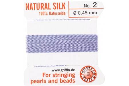Нить шелковая GRIFFIN 100% Natural Silk, на картоне, игла, лиловый, толщина 0,45мм, 2м