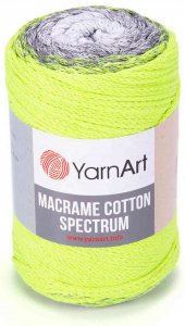 Пряжа YarnArt Macrame cotton spectrum лайм-салатовый-серый-белый (1326), 85%хлопок/15%полиэстер, 225м, 250г