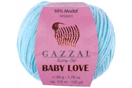 Пряжа Gazzal Baby Love голубая бирюза (1613), 55%модал/45%акрил, 115м, 50г
