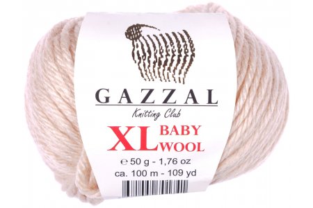 Пряжа Gazzal Baby Wool XL светло-бежевый (839), 40%шерсть мериноса/20%кашемирПА/40%акрил, 100м, 50г