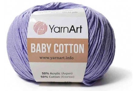 Пряжа YarnArt Baby cotton пыльная сирень (418), 50%хлопок/50%акрил, 165м, 50г