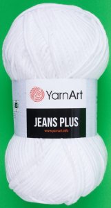 Пряжа YarnArt Jeans PLUS ультрабелый (62), 55%хлопок/45%акрил, 160м, 100г