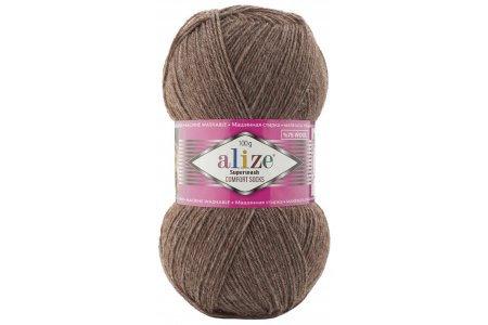 Пряжа Alize Superwash comfort socks коричневый меланж (240), 75%шерсть/25%полиамид, 420м, 100г